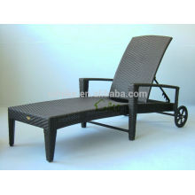 rattan sun lounger with wheels for garden or beach